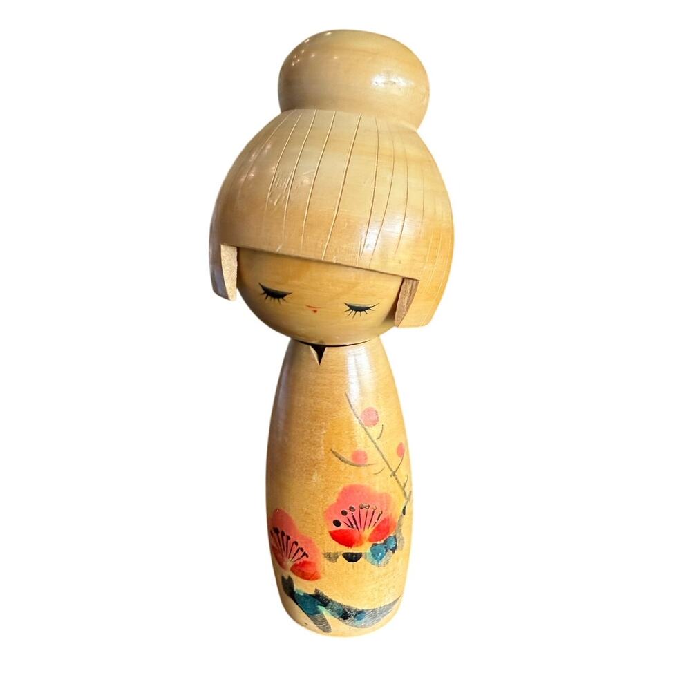 6.5" Vintage Wood Japanese Kokeshi Doll Hand Painted by Takeshi KOE587